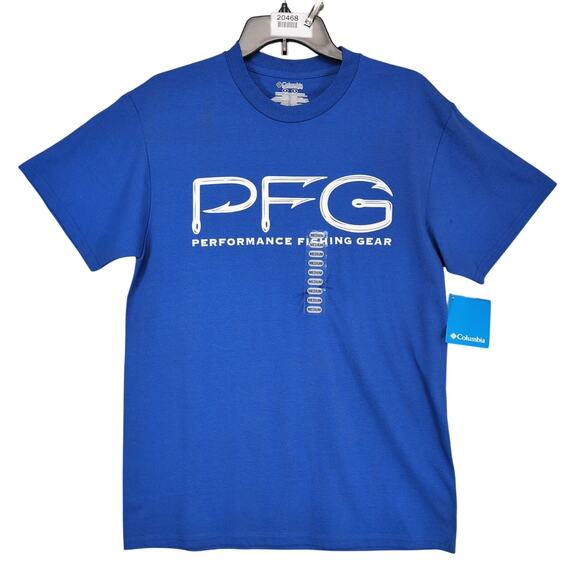 NWT Columbia PFG Hooks Men's M Blue T-Shirt Performance Fishing Gear Sportswear - Picture 1 of 6